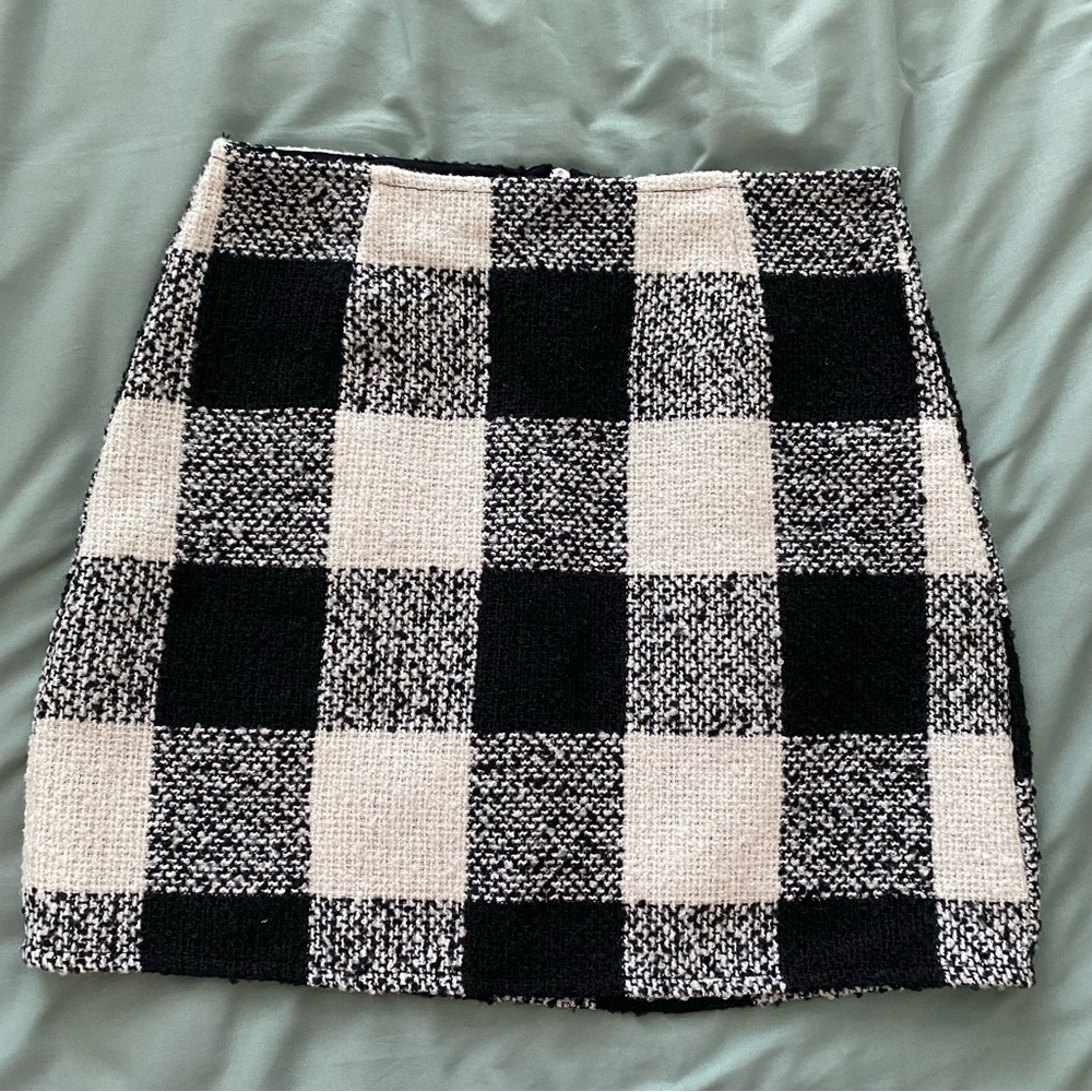 Black And White Plaid Skirt